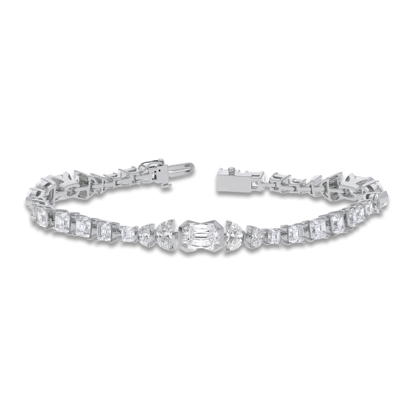 Main Image 1 of J'Lure Imperial Emerald Step-Cut & Multi-Shape Lab-Grown Diamond Bracelet 8-7/8 ct tw 14K White Gold 7"