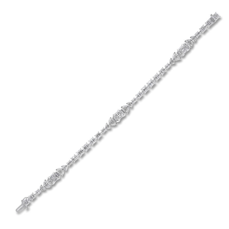 Main Image 2 of J'Lure Imperial Emerald Step-Cut & Multi-Shape Lab-Grown Diamond Bracelet 8-7/8 ct tw 14K White Gold 7"