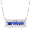 Thumbnail Image 1 of Baguette-Cut Blue Lab-Created Sapphire & White Lab-Created Sapphire Halo Bar Necklace Sterling Silver 18"