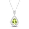 Thumbnail Image 1 of Pear-Shaped Natural Peridot & Diamond Necklace 1/10 ct tw Sterling Silver 18"