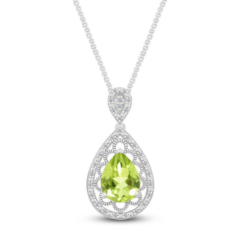 14k Yellow Gold Peridot Pear Teardrop & Diamond 18 14k Yellow Gold Peridot Pear Teardrop & Diamond 18