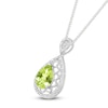 Thumbnail Image 2 of Pear-Shaped Natural Peridot & Diamond Necklace 1/10 ct tw Sterling Silver 18"