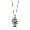 Thumbnail Image 3 of Men's Natural Tiger's Eye & Diamond Saint Christopher Shield Necklace 1/10 ct tw 14K Yellow Gold-Plated Sterling Silver 24"