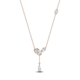 J'Lure Oval Step-Cut, Pear Step-Cut & Round-Cut Lab-Grown Diamond Y-Drop Necklace 3-1/3 ct tw 14K Rose Gold 18"