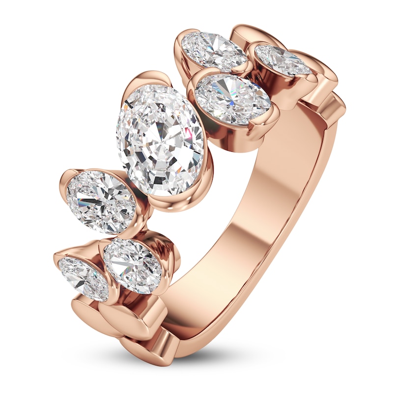 Main Image 2 of J'Lure Oval Step-Cut Lab-Grown Diamond Scatter Ring 2-1/4 ct tw 14K Rose Gold