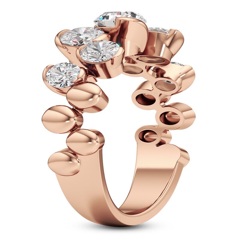 Main Image 3 of J'Lure Oval Step-Cut Lab-Grown Diamond Scatter Ring 2-1/4 ct tw 14K Rose Gold