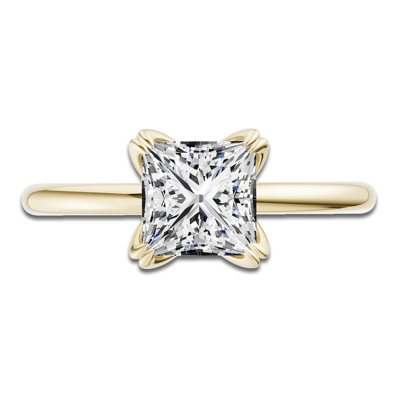 Main Image 3 of Certified Princess-Cut Diamond Solitaire Engagement Ring 2 ct tw 18K Yellow Gold (SI2/G)