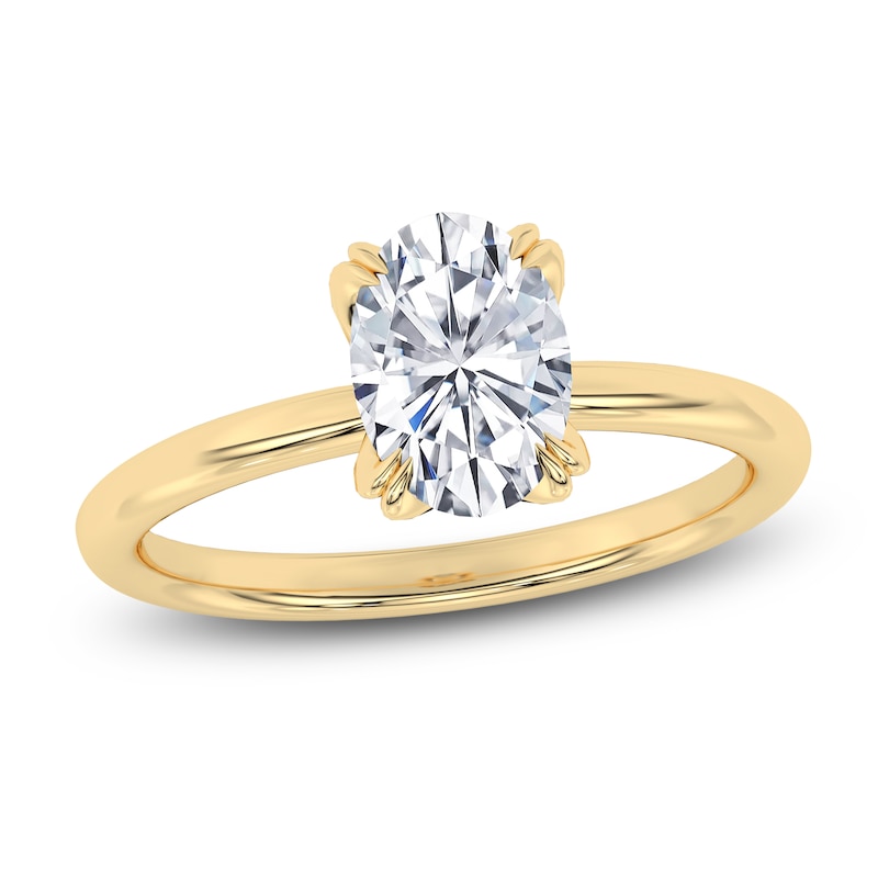 Main Image 1 of Certified Oval-Cut Diamond Solitaire Engagement Ring 1-1/2 ct tw 18K Yellow Gold (SI2/G)
