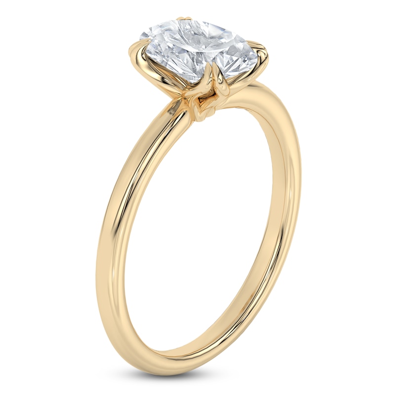 Main Image 2 of Certified Oval-Cut Diamond Solitaire Engagement Ring 1-1/2 ct tw 18K Yellow Gold (SI2/G)