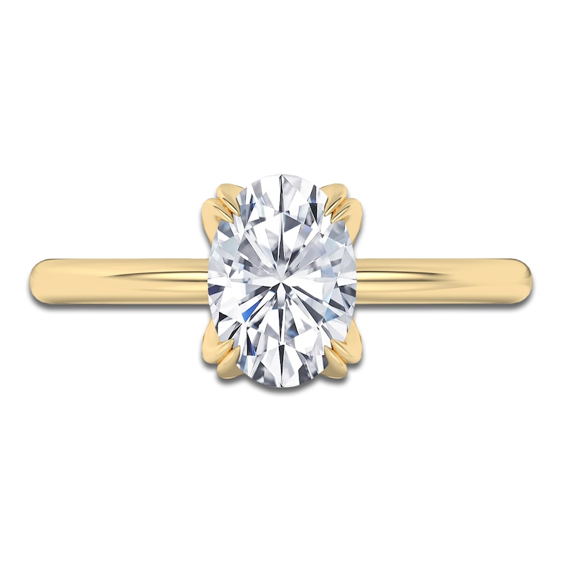 Main Image 3 of Certified Oval-Cut Diamond Solitaire Engagement Ring 1-1/2 ct tw 18K Yellow Gold (SI2/G)