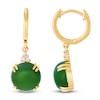 Thumbnail Image 1 of Le Vian Natural Nephrite Jade Dangle Hoop Earrings 1/15 ct tw Diamonds 14K Honey Gold