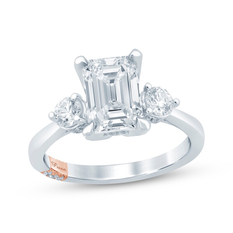 Main Image 1 of Pnina Tornai Emerald-Cut Lab-Grown Diamond Three-Stone Engagement Ring 2-5/8 ct tw 14K White Gold
