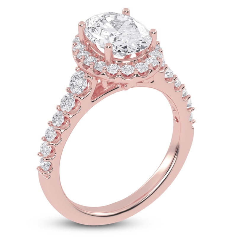 Main Image 2 of Oval-Cut Lab-Grown Diamond Cushion Halo Engagement Ring 2-3/4 ct tw 14K Rose Gold