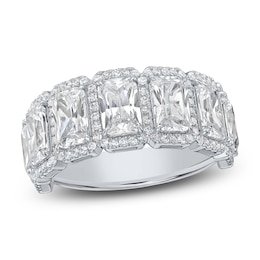 Emerald-Cut Lab-Grown Diamond Halo Anniversary Ring 4 ct tw 14K White Gold