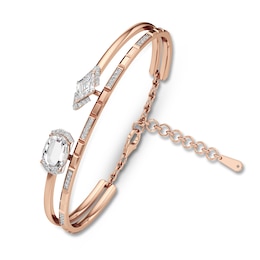 J'Lure Oval Portrait-Cut & Lozenge Step-Cut Lab-Grown Diamond Two-Row Bangle Bracelet 3-5/8 ct tw 14K Rose Gold