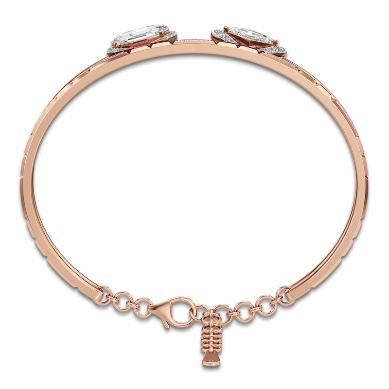 Main Image 2 of J'Lure Oval Portrait-Cut & Lozenge Step-Cut Lab-Grown Diamond Two-Row Bangle Bracelet 3-5/8 ct tw 14K Rose Gold