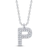 Thumbnail Image 1 of Shy Creation Diamond Letter P Pavé Necklace 1/20 ct tw 14K White Gold 18" SC55028331-P