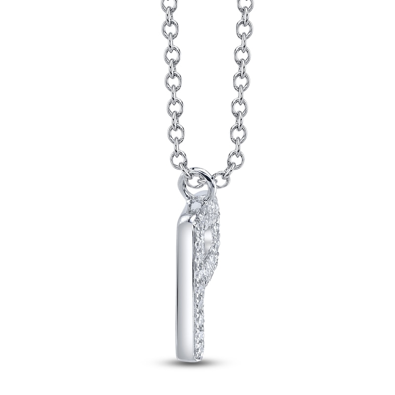 Main Image 2 of Shy Creation Diamond Letter P Pavé Necklace 1/20 ct tw 14K White Gold 18" SC55028331-P