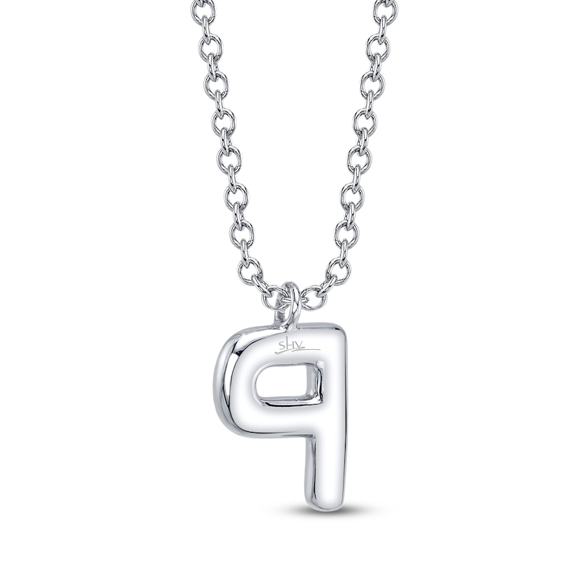 Main Image 3 of Shy Creation Diamond Letter P Pavé Necklace 1/20 ct tw 14K White Gold 18" SC55028331-P