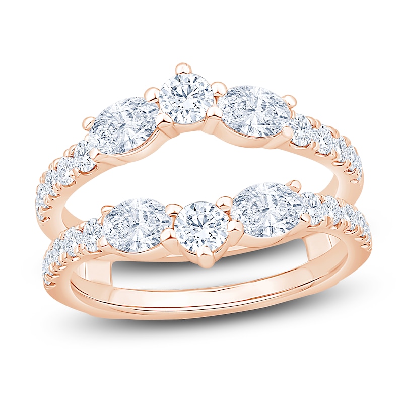 Main Image 1 of Oval & Round-Cut Lab-Grown Diamond Enhancer Ring 1-1/2 ct tw 14K Rose Gold