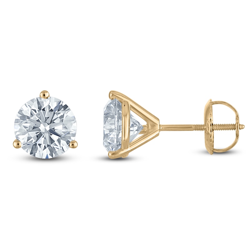 Main Image 1 of Round-Cut Lab-Grown Diamond Solitaire Stud Earrings 3 ct tw 18K Yellow Gold (VS2/F)