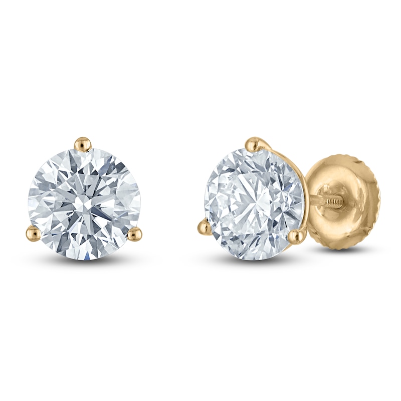 Main Image 2 of Round-Cut Lab-Grown Diamond Solitaire Stud Earrings 3 ct tw 18K Yellow Gold (VS2/F)