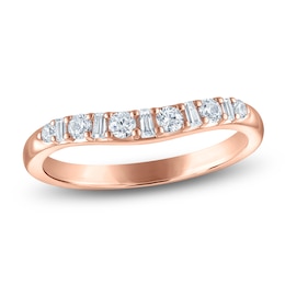 Vera Wang VOW Round & Baguette-Cut Diamond Wedding Band 1/3 ct tw 14K Rose Gold