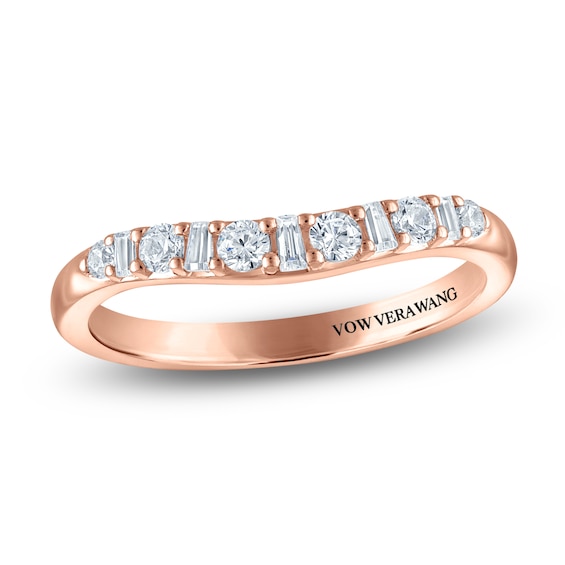 Vera Wang VOW Round & Baguette-Cut Diamond Wedding Band 1/3 ct tw 14K Rose Gold