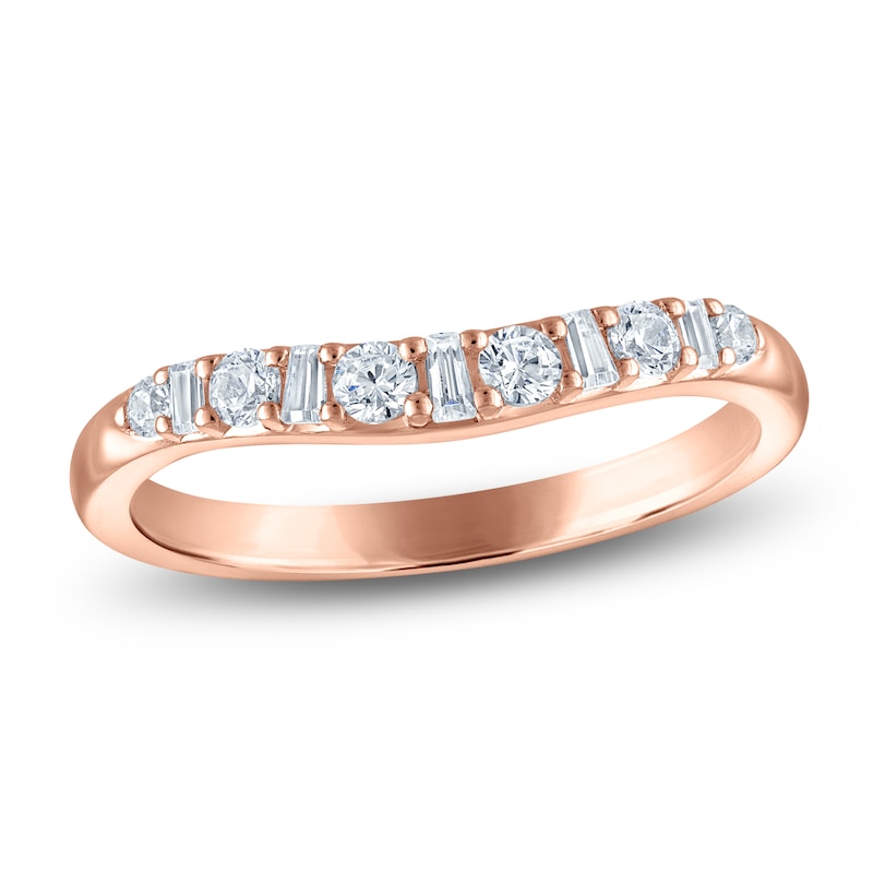 Main Image 1 of Vera Wang VOW Round & Baguette-Cut Diamond Wedding Band 1/3 ct tw 14K Rose Gold