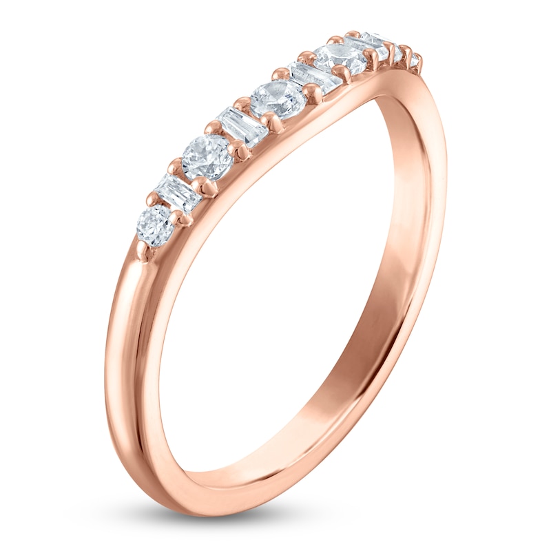Main Image 2 of Vera Wang VOW Round & Baguette-Cut Diamond Wedding Band 1/3 ct tw 14K Rose Gold