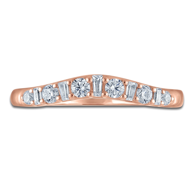 Main Image 3 of Vera Wang VOW Round & Baguette-Cut Diamond Wedding Band 1/3 ct tw 14K Rose Gold