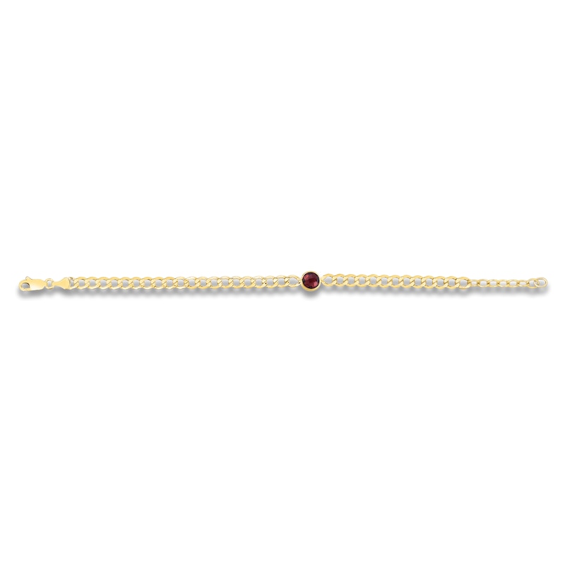 Main Image 3 of Natural Garnet Bezel-Set Solitaire Chain Bracelet 14K Yellow Gold 7.25"