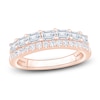 Thumbnail Image 1 of Certified Round & Emerald-Cut Diamond Two-Row Anniversary Ring 1-1/5 ct tw 14K Rose Gold