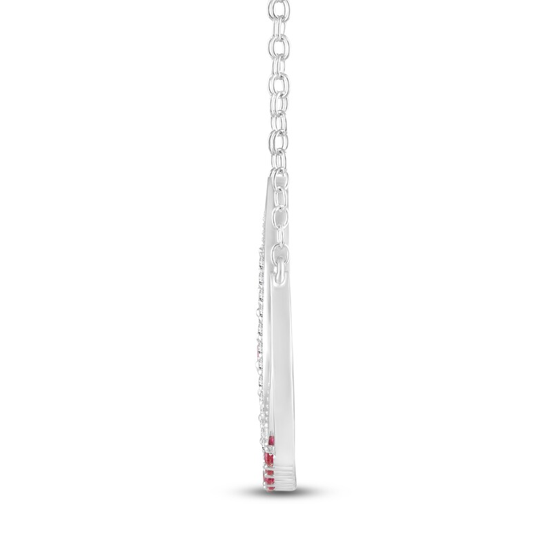 Main Image 4 of Lab-Created Ruby & White Lab-Created Sapphire Crescent Moon Necklace Sterling Silver 18"