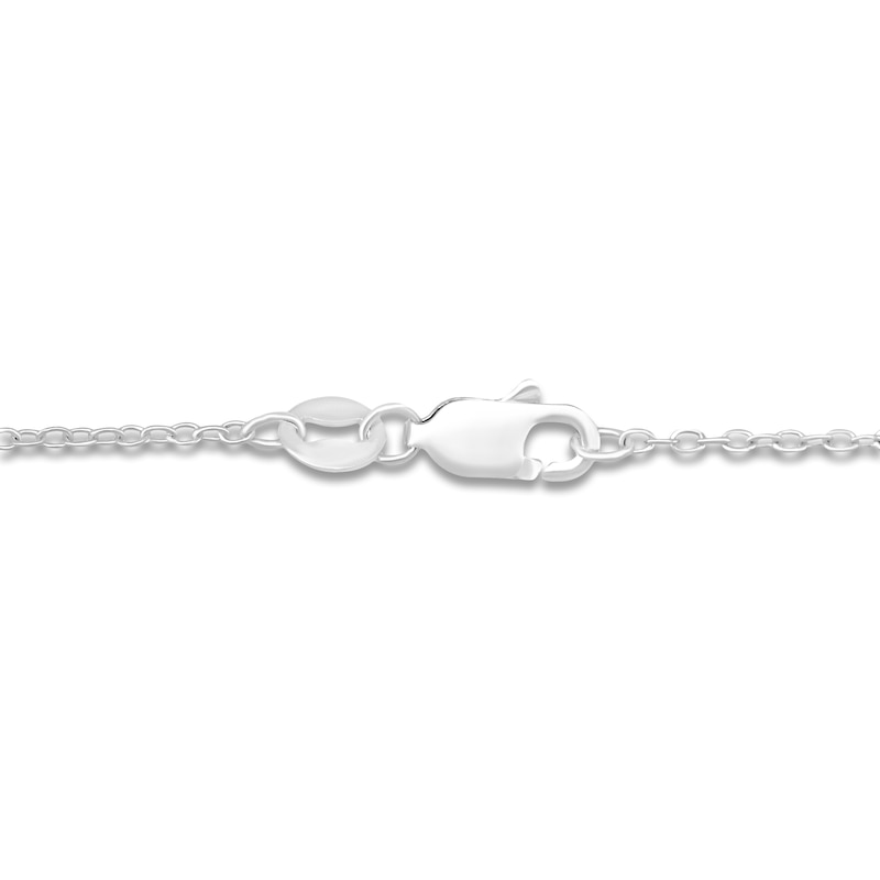 Main Image 6 of Lab-Created Ruby & White Lab-Created Sapphire Crescent Moon Necklace Sterling Silver 18"