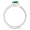 Thumbnail Image 4 of Pear-Shaped Natural Emerald & Diamond Halo Deconstructed Ring 1/6 ct tw 10K White Gold