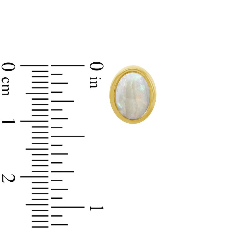 Main Image 2 of Oval-Cut Natural Opal Solitaire Stud Earrings 10K Yellow Gold