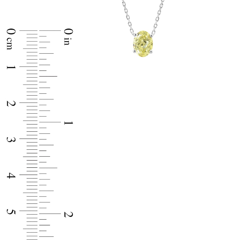 Main Image 2 of Oval-Cut Yellow Lab-Grown Diamond Solitaire Necklace 1 ct tw 14K White Gold 18"