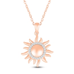 Diamond Sun Necklace 1/10 ct tw 10K Rose Gold 18"