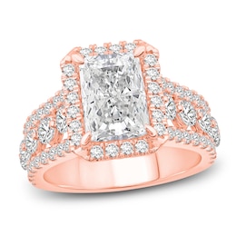 Radiant-Cut Lab-Grown Diamond Halo Engagement Ring 4-1/2 ct tw 14K Rose Gold