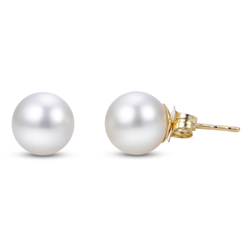 Main Image 1 of Cultured Pearl Stud Earrings 14K Yellow Gold 7-7.5mm