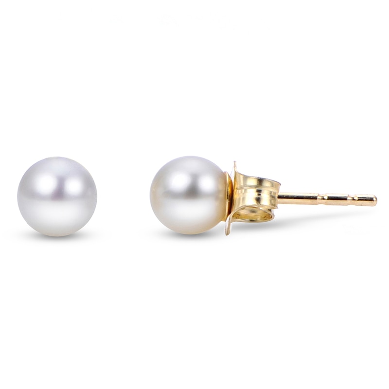 Main Image 1 of Akoya Cultured Pearl Stud Earrings 14K Yellow Gold 5.5-6mm