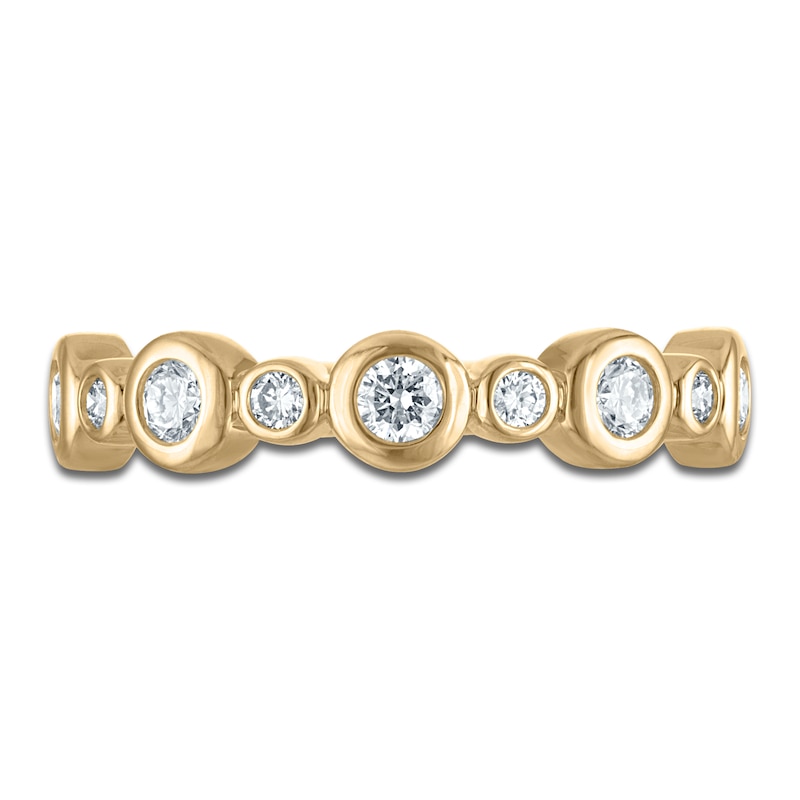 Main Image 3 of Lab-Grown Diamond Bezel-Set Stacking Ring 3/8 ct tw 14K Yellow Gold