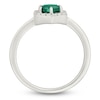 Thumbnail Image 4 of Hexagon-Cut Lab-Created Emerald & White Lab-Created Sapphire Halo Ring Sterling Silver