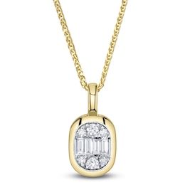 Shy ICON Lumeria Baguette & Round-Cut Multi-Diamond Necklace 1/2 ct tw 14K Yellow Gold 18"