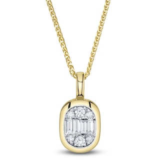 Shy ICON Lumeria Baguette & Round-Cut Multi-Diamond Necklace 1/2 ct tw 14K Yellow Gold 18" B22001013