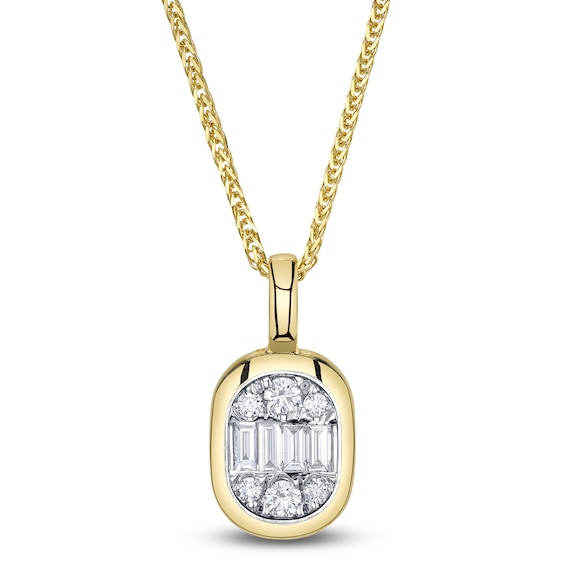 Shy ICON Lumeria Baguette & Round-Cut Multi-Diamond Necklace 1/2 ct tw 14K Yellow Gold 18" B22001013