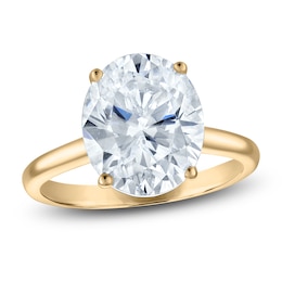 Oval-Cut Lab-Grown Diamond Solitaire Plus Engagement Ring 3 ct tw 18K Yellow Gold (VS2/F)