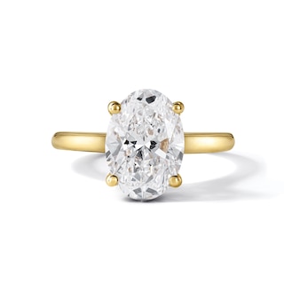 Oval-Cut Lab-Grown Diamond Solitaire Plus Engagement Ring 3 ct tw 18K Yellow Gold (VS2/F)