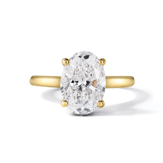 Oval-Cut Lab-Grown Diamond Solitaire Plus Engagement Ring 3 ct tw 18K Yellow Gold (VS2/F)
